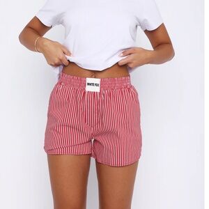 White Fox Boutique Red Striped High Waist Shorts